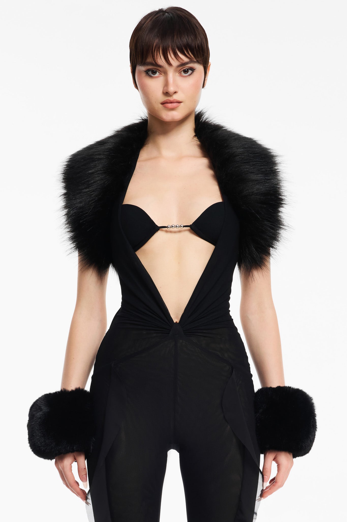 Minkra Faux-Fur Cuffs - Black