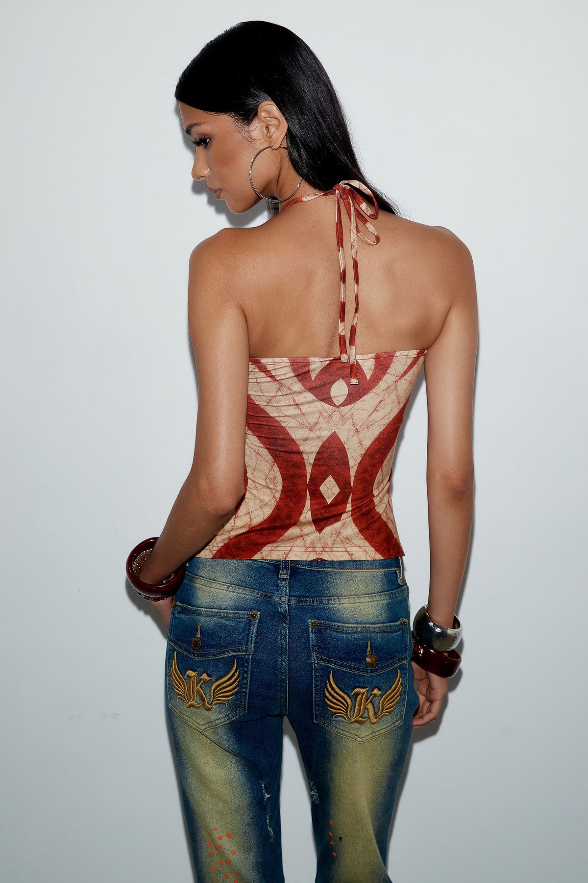 Back view of the Zaria Top showing the halter tie at the neck